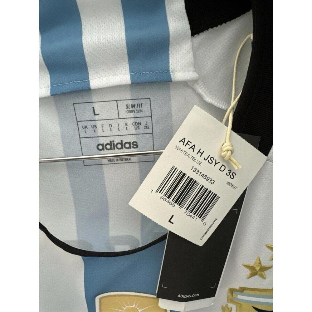 2022 Adidas World Cup 3 STAR Argentina MESSI Jersey Size L - Picture 2 of 12